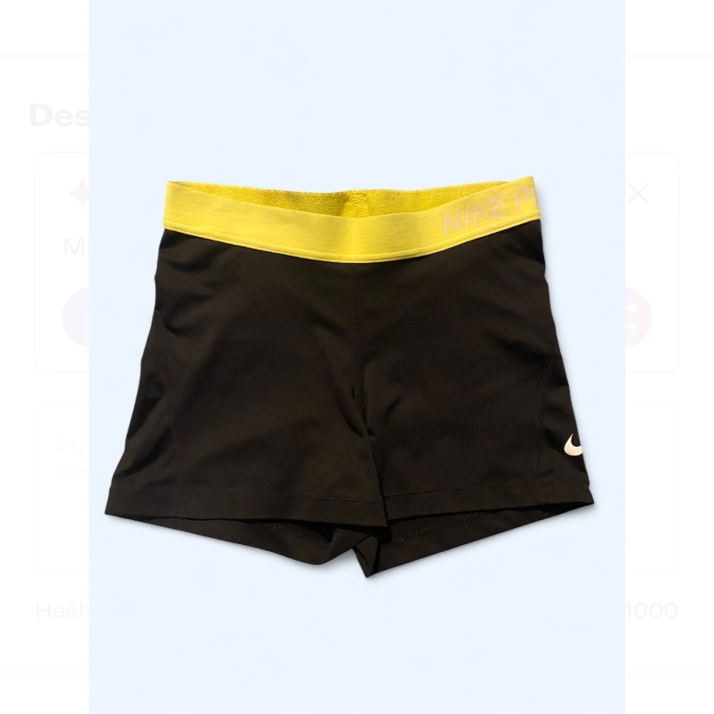 Nike Pro Shorts Black with Gold Waistband Size Medium